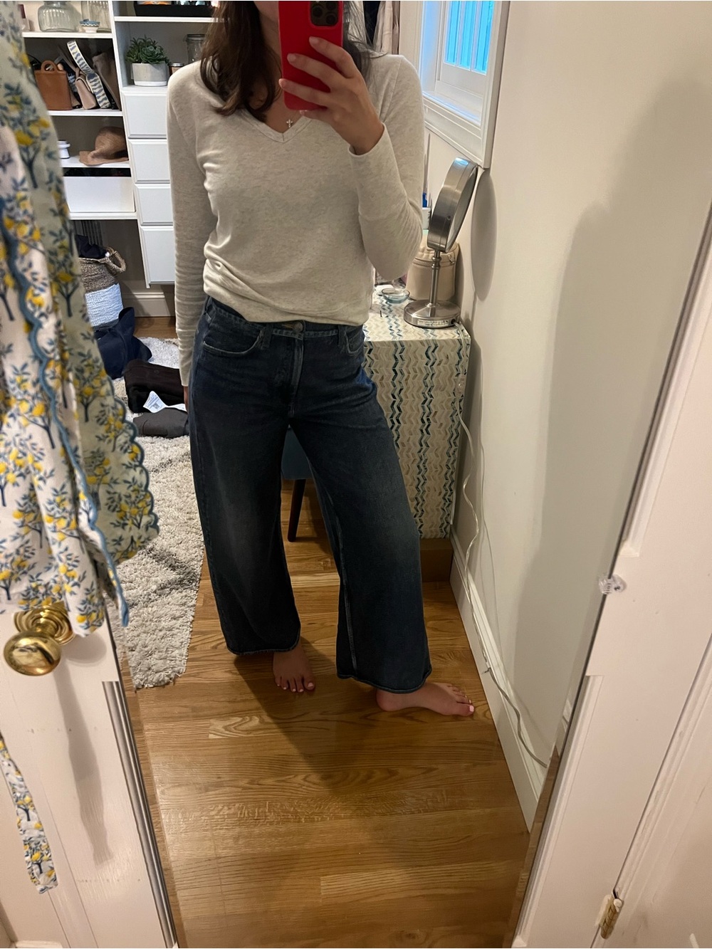 rag & bone Wide-Leg Sweatpant Jeans in Dark Blue Wash